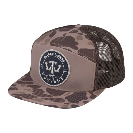 Richardson 168P Printed 7-Panel Trucker Hat – Bark Duck Camo/Brown