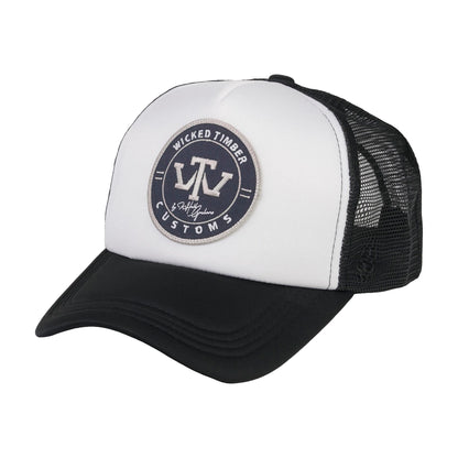 Wicked Timber Black/White Foam Trucker Cap